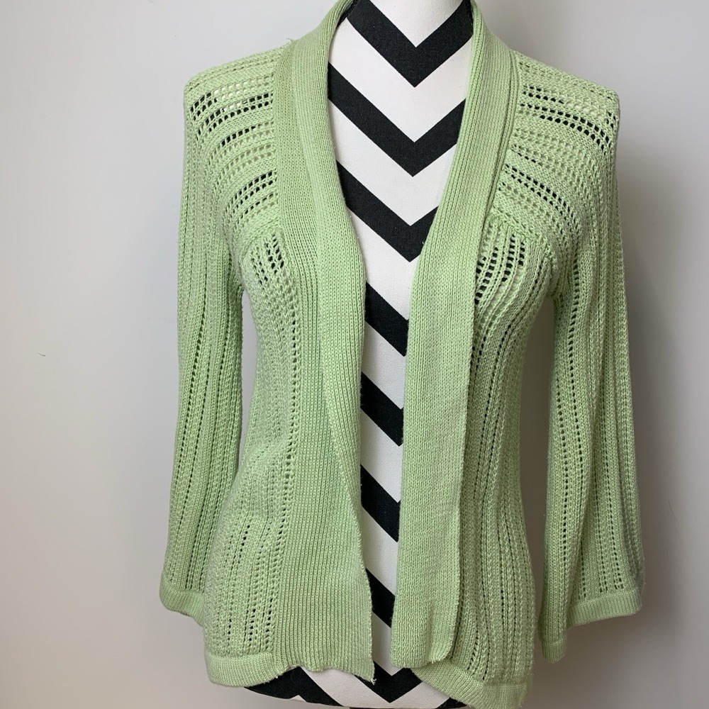Great Northwest Cardigan Women's Size Small Green Sweater Loose Knit Long Sleeve